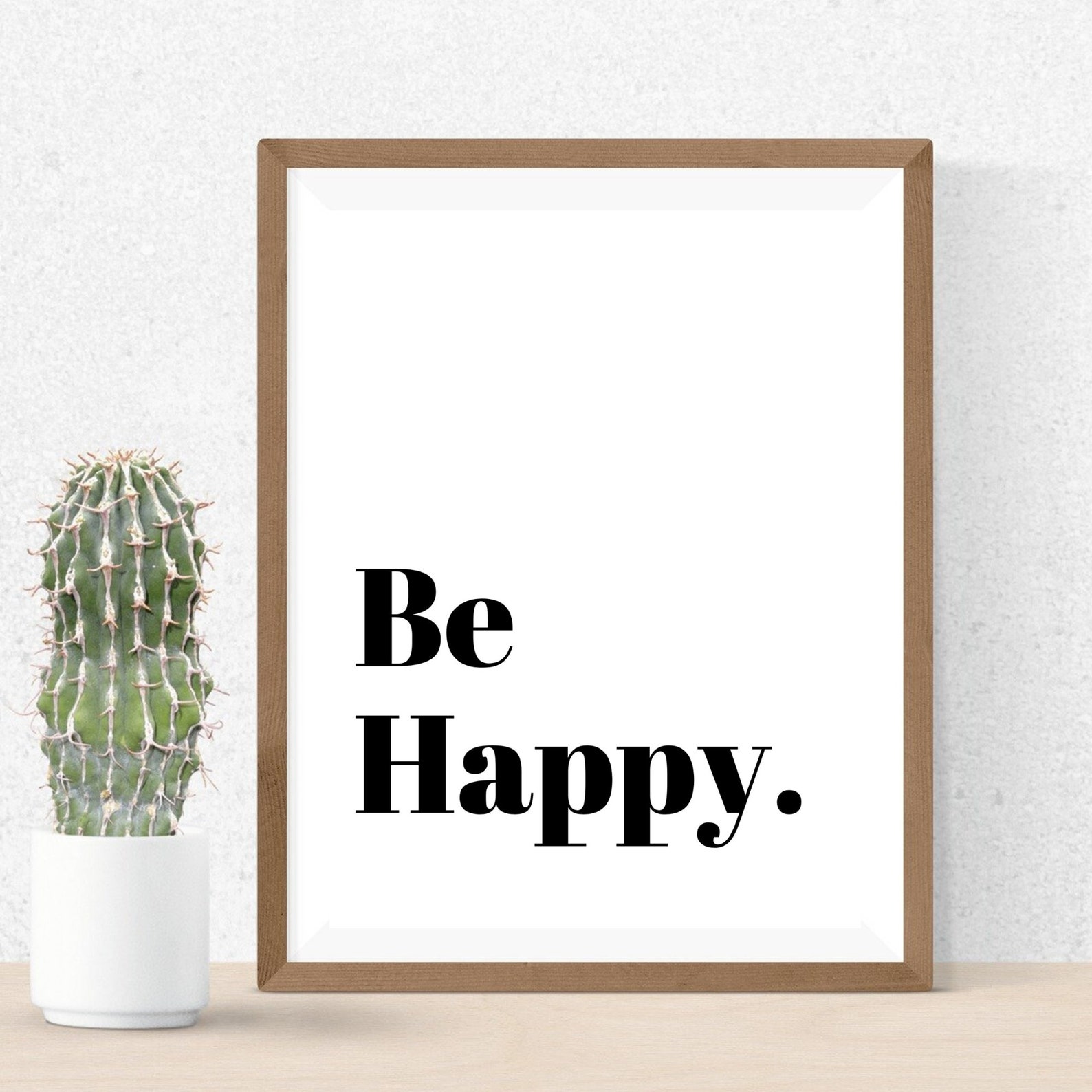 Be Happy Printable Wall Art Monochrome Wall Art Monochrome Etsy