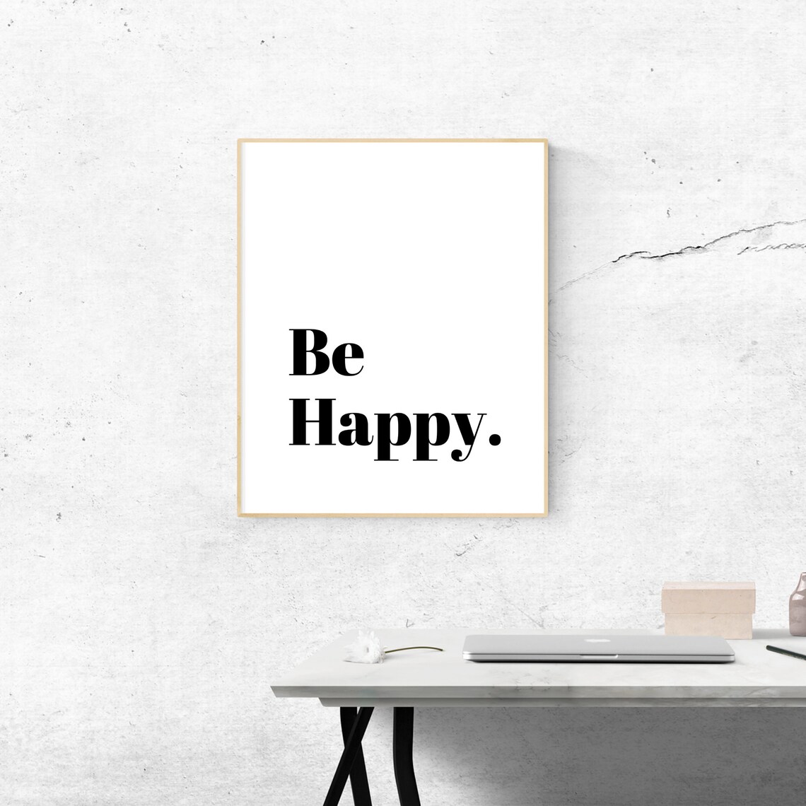 Be Happy Printable Wall Art Monochrome Wall Art Monochrome Etsy