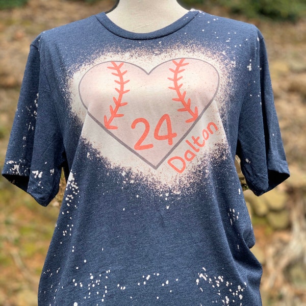 Distressed Shirt | Baseball Shirt | Vintage Baseball | Baseball Mom | Baseball Heart | Bleached Baseball | Bleached Shirt