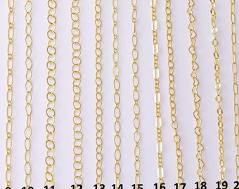 14k Gold Filled Chain Made in USA - Permanent Jewelry Chains -  All Styles - High Quality  - Satellite Paperclip Heart Rolo Italian Figaro
