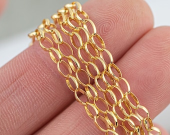 3mm Oval-  14k Gold Filled Chain Made in USA - Permanent Jewelry Chain Chains - High Quality - Permanent jewelry 1 foot