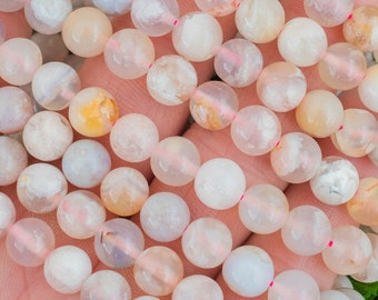 Gemstone Strand Small Peach Color Beads Genuine Gemstones Pale Orange Color About 65 beads 6mm Peach Agate Beads Round Pastel Beads