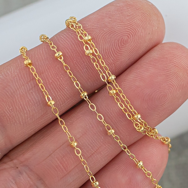 14kt Gold Filled 1.5mm Satellite Chain - Cable Chain with 2mm Balls - Chain for Permanent Jewelry - USA made