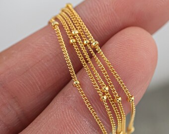 Curb Satellite - 14k Gold Filled Chain Made in USA - Permanent Jewelry Chain Chains - High Quality - Permanent jewelry 1 foot