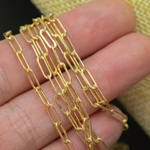 3mm Paper Clip Flat-  14k Gold Filled Chain Made in USA - Permanent Jewelry Chain Chains - High Quality - Permanent jewelry 1 foot