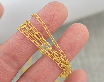 2.5mm Textured Paper Clip - 14k Gold Filled Chain Made in USA - Permanent Jewelry Chain Chains - High Quality - Permanent jewelry 1 foot
