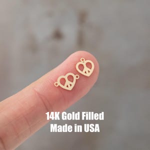Heart Peace Sign connector Gold filled- USA made, USA gold filled Charms Connectors