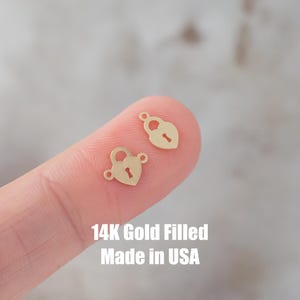 Heart Lock Sign connector Gold filled- USA made, USA gold filled Charms Connectors