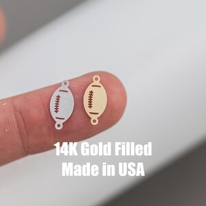 Football connector Gold filled- USA made, USA gold filled Charms Connectors