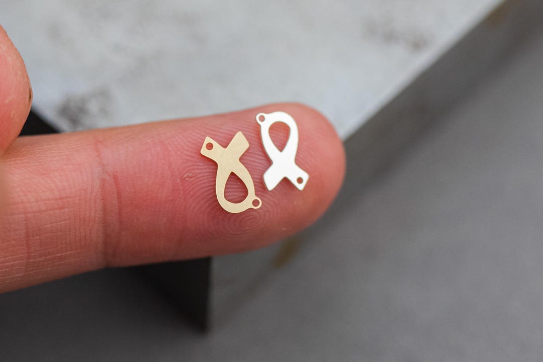14kt Gold Filled or Sterling Silver Cancer Awareness Ribbon Connectors ...
