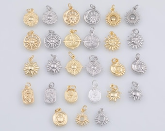 Gold PVD ionenüberzogener Charm-Mix für Charm Bar Armbänder Halsketten Charms Gold Filled Charms Minimalist CZ Pave