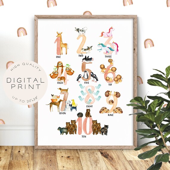 Boho Numbers Poster Numbers Print Animal Boho Nursery Print | Etsy