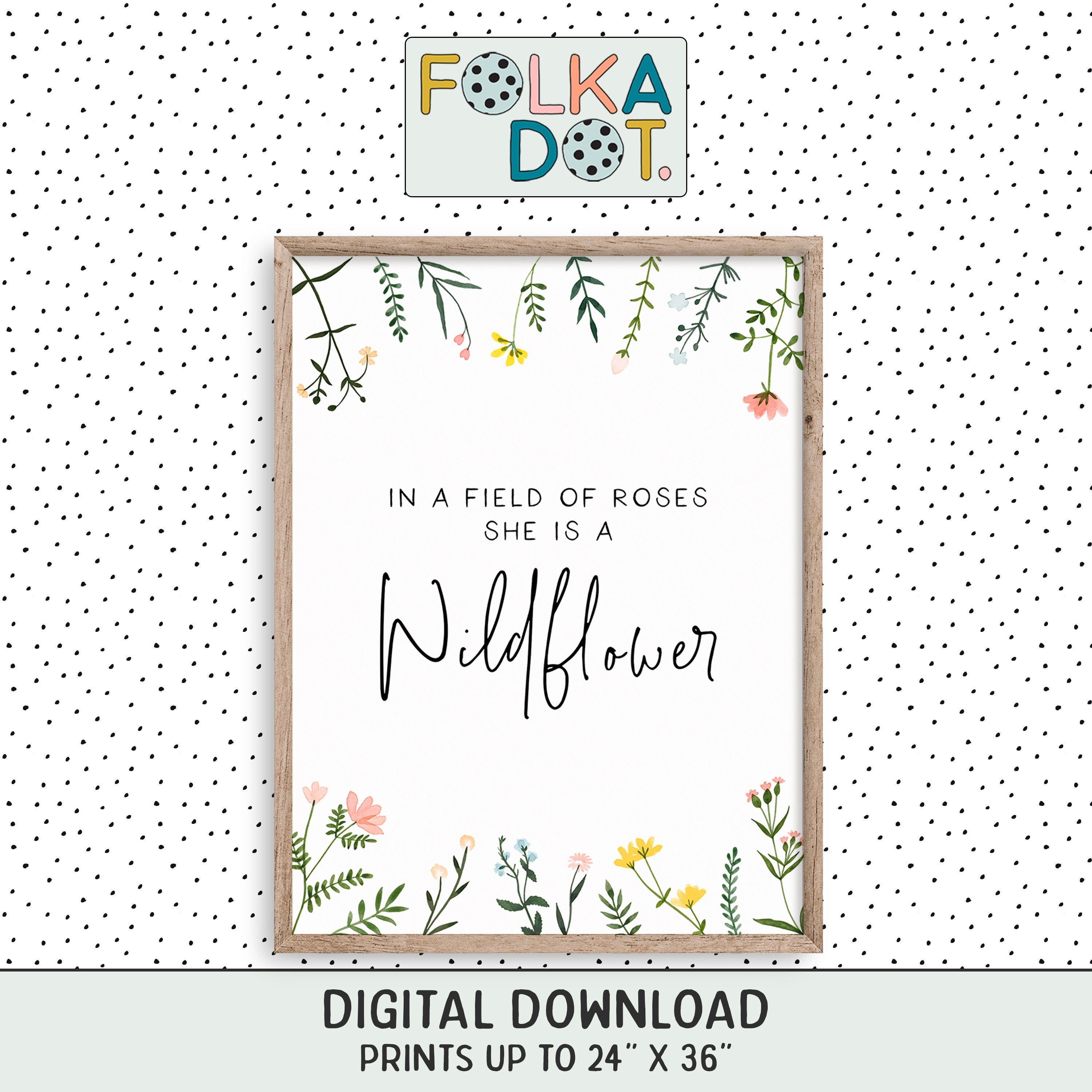 Wildflower Quote Printable Wall Art Inspirational Quotes Etsy UK