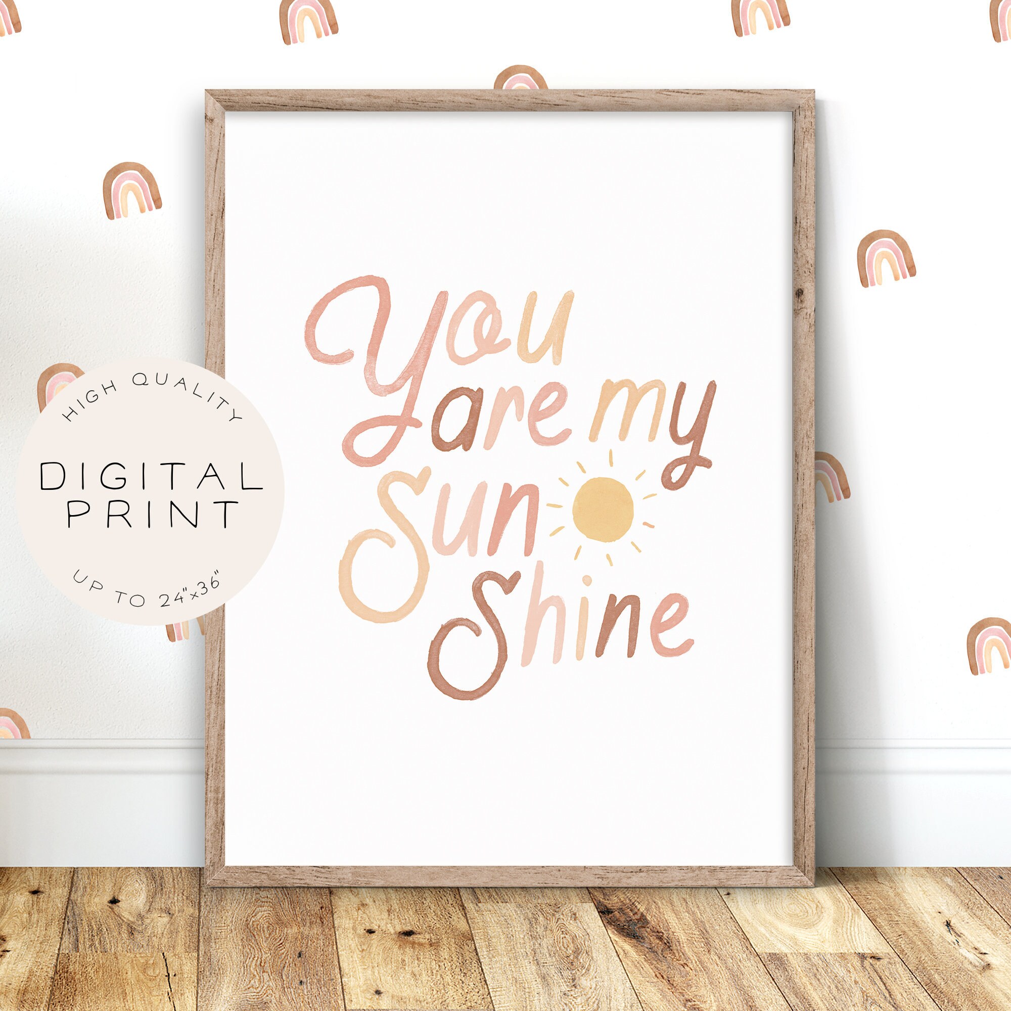 Set of 2 You Are My Sunshine Boho Nursery Wall Art Playroom Printable Decor Instant Digital Download