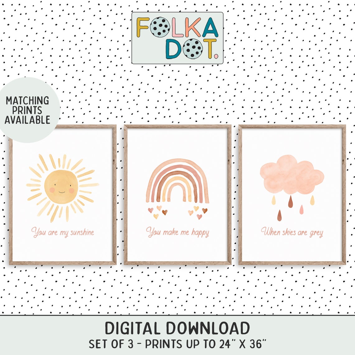 Set of 3 Prints You Are My Sunshine Rainbow Wall Art Boho Etsy UK