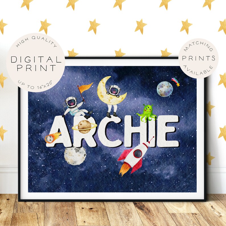 Custom Name Space Poster Space Themed Nursery Printable Wall Etsy UK