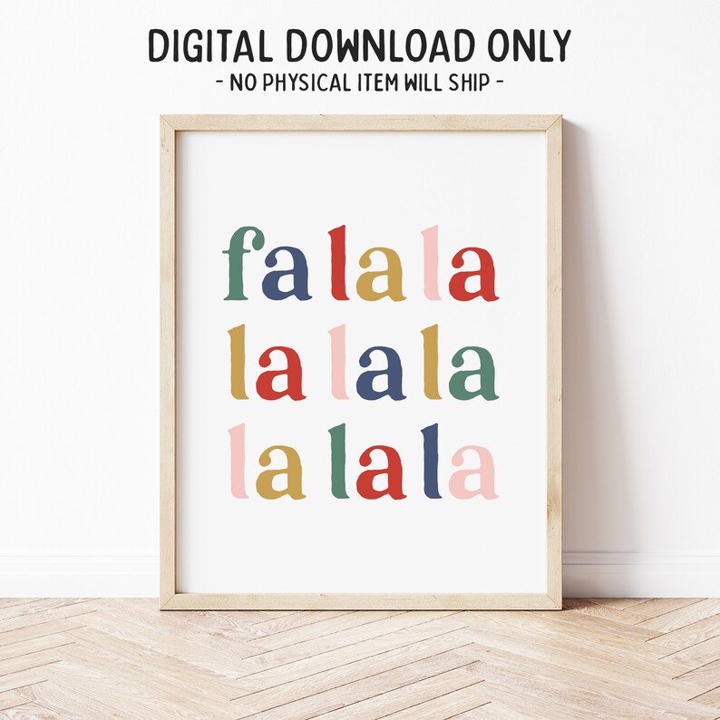 Christmas Printable Wall Art Fa La La La La Christmas Print - Etsy UK