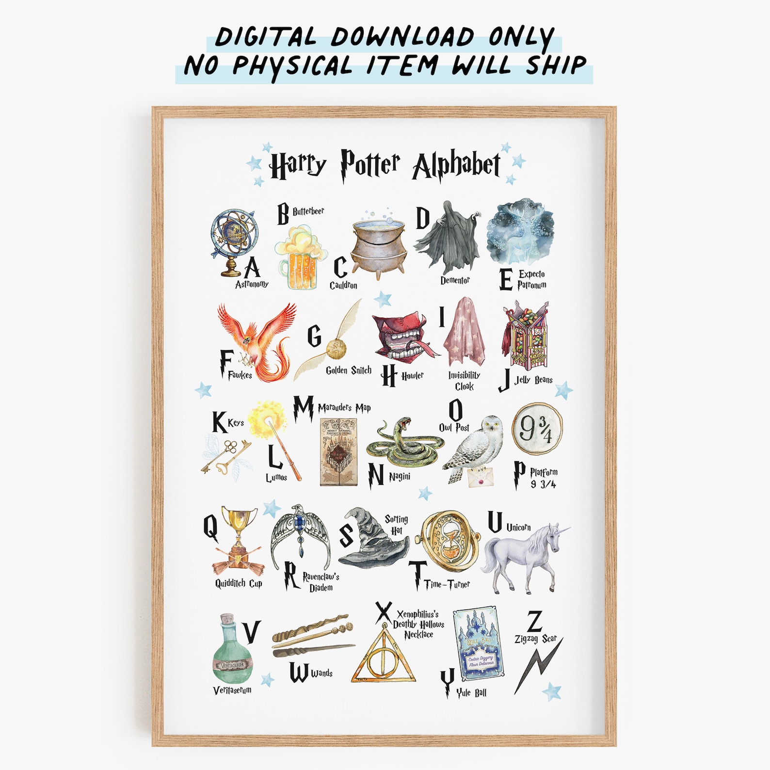 Harry Potter Print Harry Potter Nursery Alphabet Poster Etsy