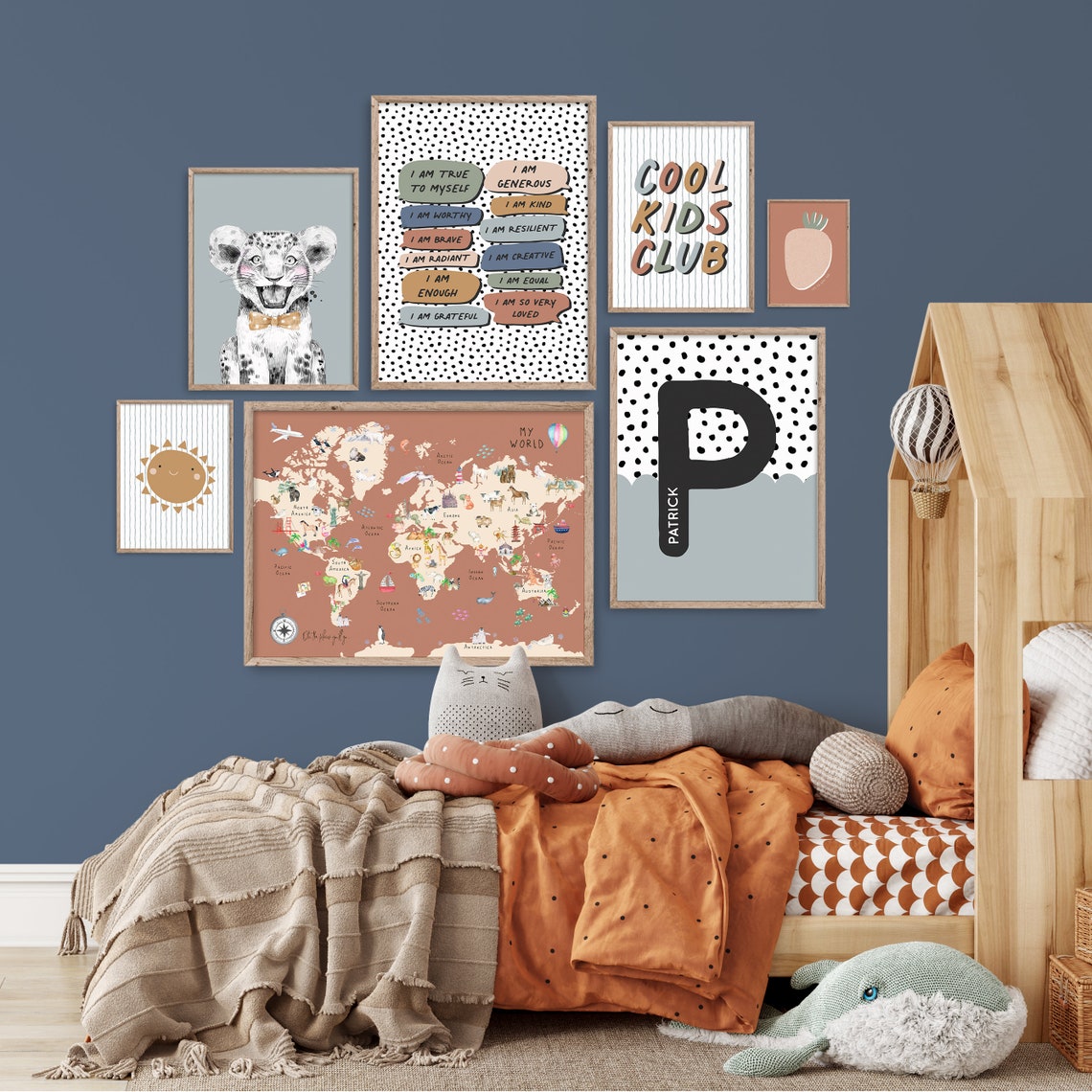 Custom Initial Print Initial Wall Art Boys Bedroom Decor Etsy