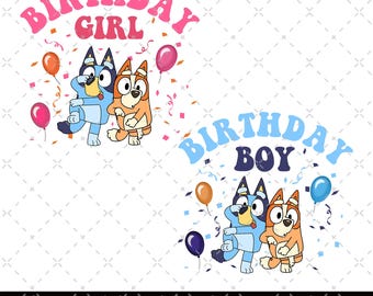 Bluey Birthday Boy Birthday Girl Png, Pacchetto di cartoni animati di compleanno Png, Sublimazione magica di compleanno, Il mio compleanno Png, Festa di compleanno del cane Bluey