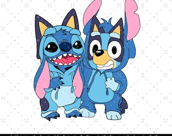 Bluey Stitch Cosplay SVG PNG, Bluey Cosplay Stitch, Stitch Cosplay Bluey, Bluey Compleanno Png, Regali di compleanno Png, Abbinamento famiglia compleanno