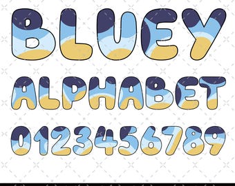 Bluey Alphabet SVG PNG, Bluey Family Png, Decal Files, Vinyl Stickers, Car Image, Bluey Dad PNG, Bluey Mom Png, Bluey Friends, Bluey Bingo