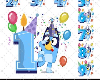 Bluey Birthday Png, My Birthday Png, Birthday Party Png, Birthday Gifts Png, Happy Birthday Png, Birthday Family Matching Png, Bluey Number