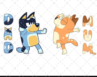 Coppia papà mamma Png, Mamma Bluey Png, Papà Bluey PNG, Famiglia Bluey Png, Bluey PNG, Mamma Bluey PNG, Festa del papà Bluey Png, Festa della mamma Bluey Png