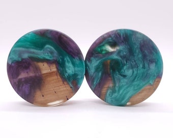 30mm Handmade Resin and Cherry Wood Double Flare Plugs Gauges