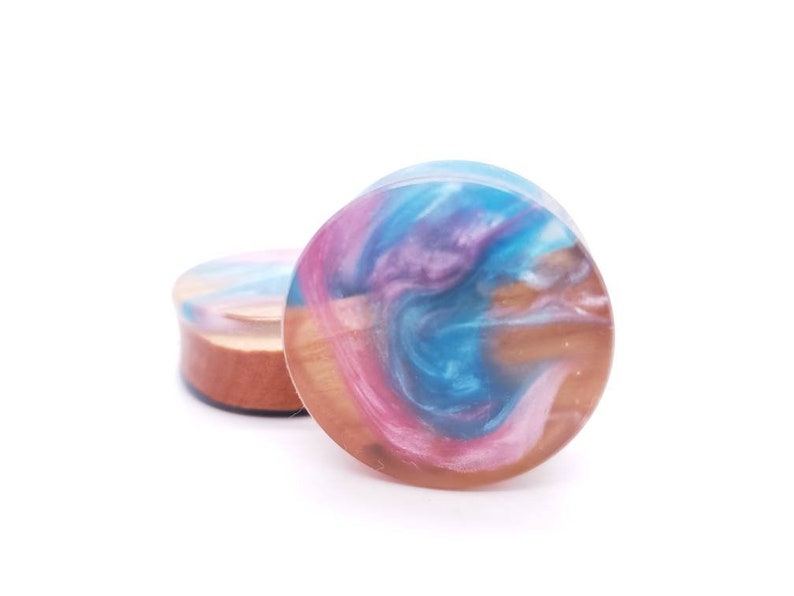 30mm Handmade Resin and Cherry Wood Double Flare Plugs Gauges