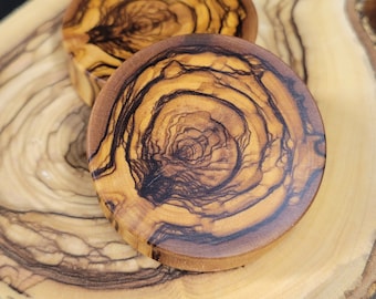 Pair of Bethlehem Olivewood Plugs Double Flare Gauges Wooden Earrings Jewelry Organic Wood Stretchers 0g - 4"