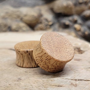 Pair of Mango Wood Plugs Double Flare Gauges Wooden Earrings Jewelry Organic Wood Stretchers