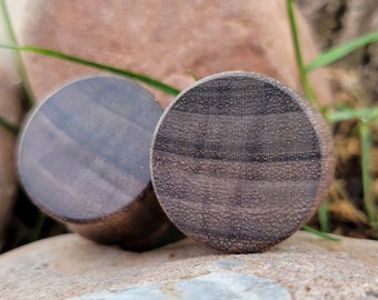 Pair of Blue Mahoe Wood Plugs Double Flare Gauges Wooden Earrings Jewelry Organic Wood Stretchers