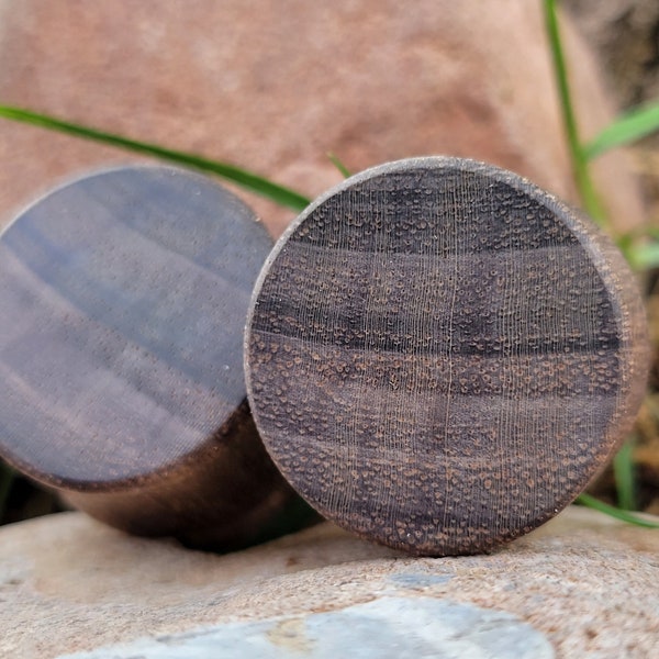 Pair of Blue Mahoe Wood Plugs Double Flare Gauges Wooden Earrings Jewelry Oragnic Wood Stretchers