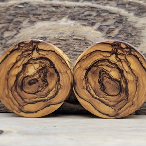 Pair of Bethlehem Olivewood Plugs Double Flare Gauges Wooden Earrings Jewelry Organic Wood Stretchers 00g - 4&quot;
