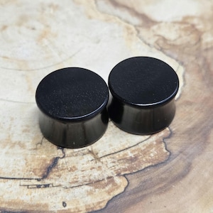 Pair of Gaboon Ebony Wood Plugs Double Flare Gauges Wooden Earrings Jewelry Black Wood Plugs Organic Wood Stretchers
