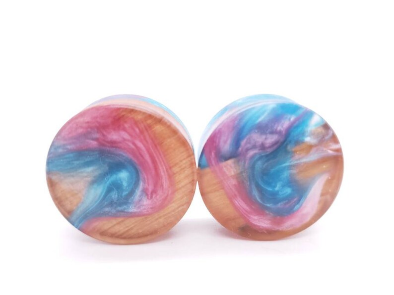 30mm Handmade Resin and Cherry Wood Double Flare Plugs Gauges