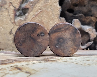 Pair of Claro Walnut Wood Plugs Double Flare Gauges Wooden Earrings Jewelry Organic Wood Stretchers 00g - 3"