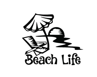 Vinyl Decal - Beach Life Laptop Sticker Laptop Decal Book Decal Car ...