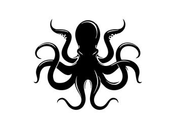 ¡Descarga digital! Conjunto de siluetas de pulpo SVG + PNG + DXF - Pulpo SVG - Pulpo PNG - Criaturas marinas SVG - Vida marina PNG