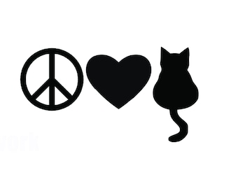 Vinyl Decal - Peace Love Cats Car Decal / Laptop Decal / Sticker