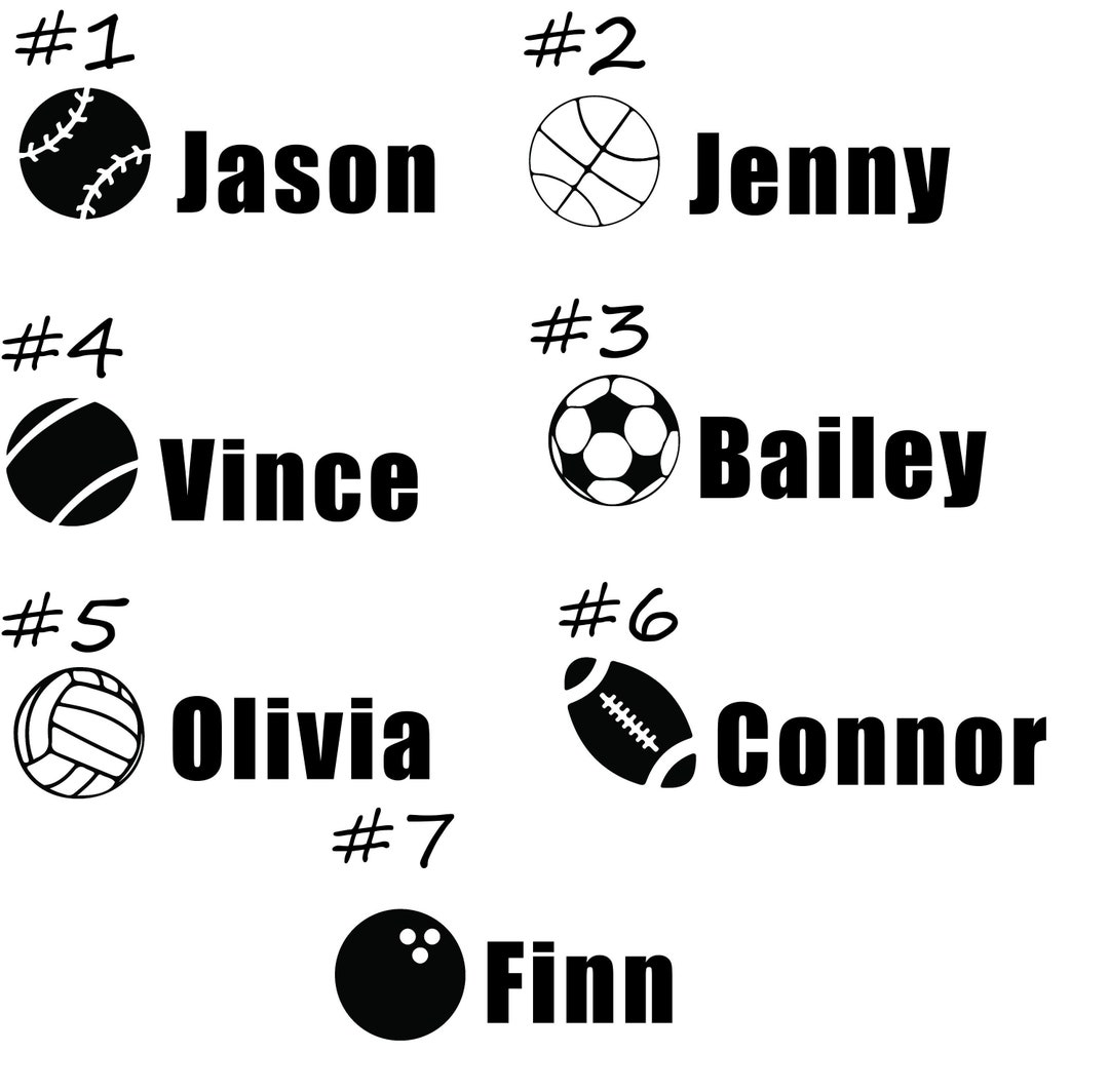 Vinyl Decal Sticker Football, Basketball, Tennis, Soccer, Volleyball