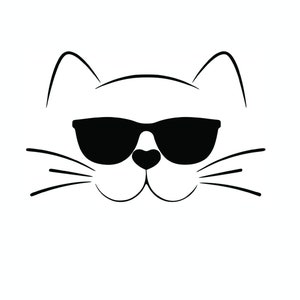 Vinyl Decal - Cat decal Cat sticker cat decal cat with glasses  Car Decal / Laptop Decal / Sticker