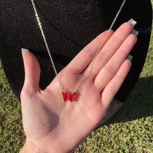 Red Gemstone Butterfly Necklace