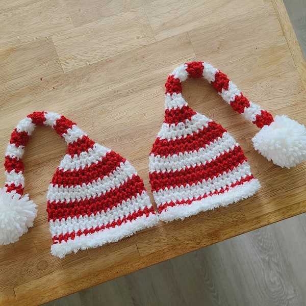 Baby Pixie Hat, Long Tail Pixie Hat, Christmas Hat, Newborn Photo Prop, Preemie Hat, Baby Christmas Hat Knit Crochet Hat, Baby Elf Hat