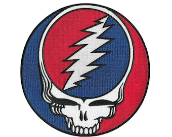 Grateful Dead Steal Your Face LARGE Round [8-inch] Logo Patch Embroidered Iron or Sew On Over-sized Patches