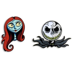 Jack Skellington and Sally The Nightmare Before Christmas Lapel Pin Metal Enamel Tim Burton Movie image 2