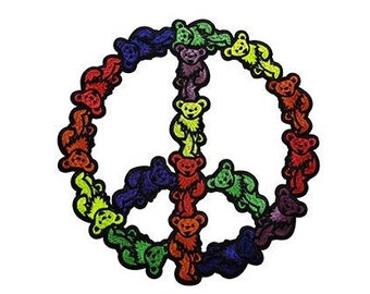 The Grateful Dead Dancing Bear Peace Sign Extra Large Patch [9.3-inch] Over-Sized Patches