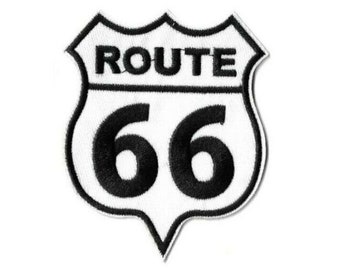 Route 66 - Logo Patch Embroidered Iron or Sew On [Street Signs & Travel Patches] Black on White