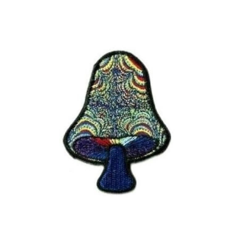 Mushrooms Fractal Purple Stem Patch Embroidered Iron On or Sew On Emblem Symbol Badge Insignia Patches image 1